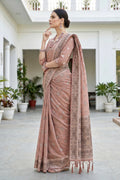 Dusty Rose Cotton Blend Woven Work Traditional Saree