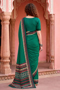 Bottle Green Georgette Woven Work Traditional Saree