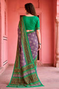 Smoky Lavender Georgette Woven Work Traditional Saree