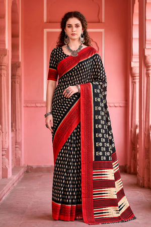 Black Georgette Woven Work Traditional Saree