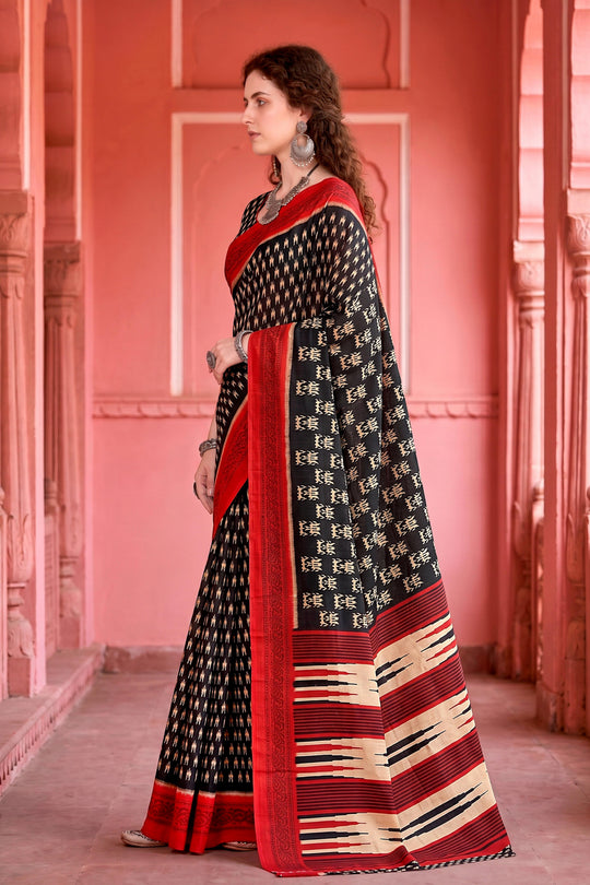 Black Georgette Woven Work Traditional Saree