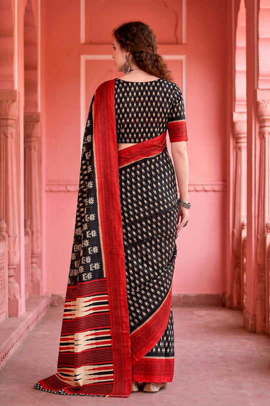 Black Georgette Woven Work Traditional Saree
