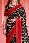 Black Georgette Woven Work Traditional Saree