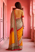 Grey Georgette Woven Work Traditional Saree