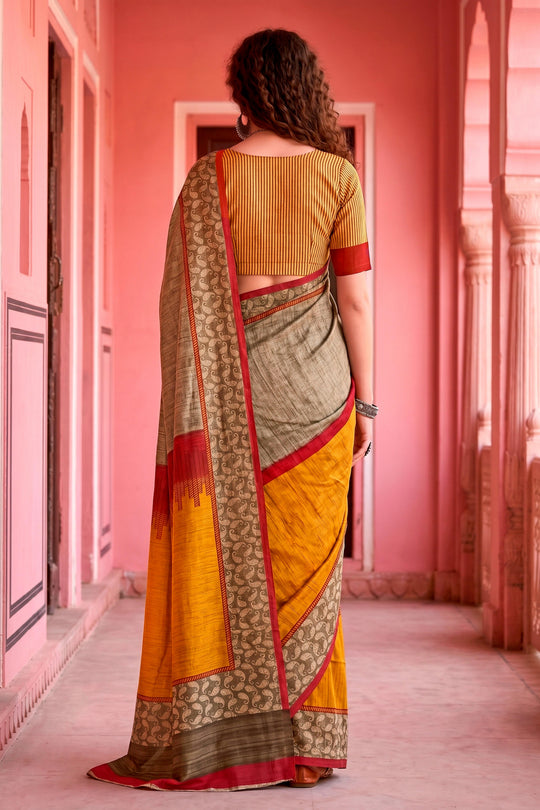 Grey Georgette Woven Work Traditional Saree