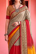 Grey Georgette Woven Work Traditional Saree