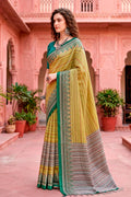 Mustard Yellow Georgette Woven Work Traditional Saree