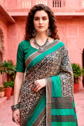 Charcoal Grey Georgette Woven Work Traditional Saree