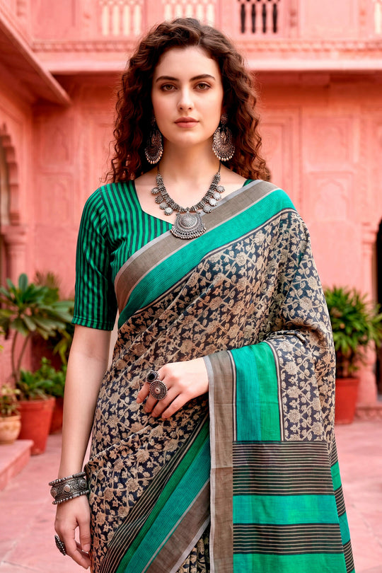 Charcoal Grey Georgette Woven Work Traditional Saree