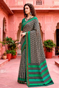 Charcoal Grey Georgette Woven Work Traditional Saree