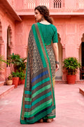 Charcoal Grey Georgette Woven Work Traditional Saree