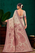 Maroon Cotton Blend Woven Work Traditional Saree