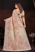 Maroon Cotton Blend Woven Work Traditional Saree