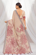 Maroon Cotton Blend Woven Work Traditional Saree