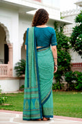 Mint Green Cotton Blend Woven Work Traditional Saree