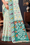 Mint Green Cotton Blend Woven Work Traditional Saree