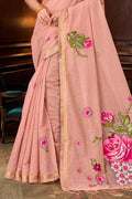 Dusty Peach Cotton Blend Woven Work Traditional Saree