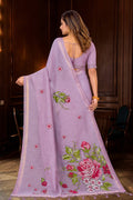 Lavender Cotton Blend Woven Work Traditional Saree
