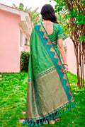 Leaf Green Silk Woven Work Traditional Saree
