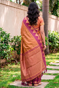 Copper Brown Silk Woven Work Traditional Saree