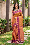 Copper Brown Silk Woven Work Traditional Saree