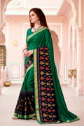 Bottle Green Georgette Woven Work Traditional Saree