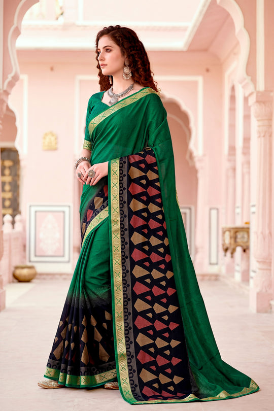 Bottle Green Georgette Woven Work Traditional Saree