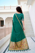 Emerald Green Cotton Blend Woven Work Traditional Saree
