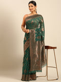 Green Cotton Saree With Blouse Piece