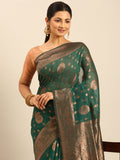 Green Cotton Saree With Blouse Piece