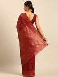 Maroon Cotton Saree With Blouse Piece