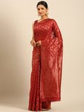 Red Cotton Saree With Blouse Piece