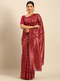 Magenta Cotton Saree With Blouse Piece