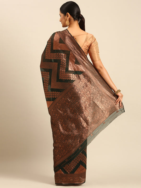 Green Cotton Saree With Blouse Piece