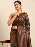 Bottle Green Cotton Saree With Blouse Piece