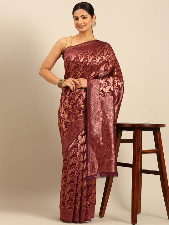 Purple Cotton Saree With Blouse Piece