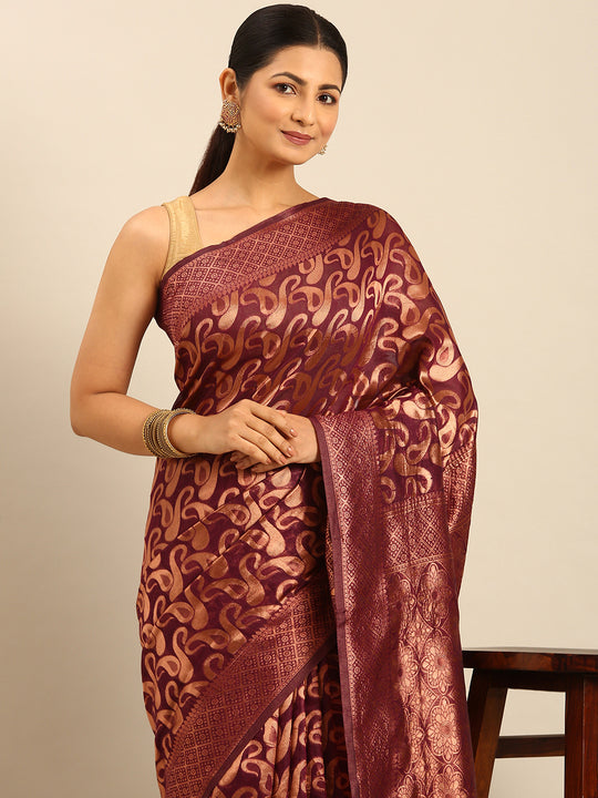 Purple Cotton Saree With Blouse Piece