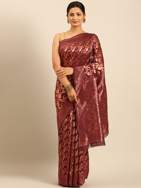 Purple Cotton Saree With Blouse Piece