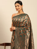 Green Cotton Saree With Blouse Piece
