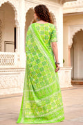 Parrot Green Georgette Woven Work Traditional Saree
