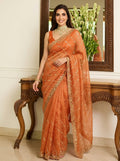 Embroidered Embellished Sequinned Satin Saree