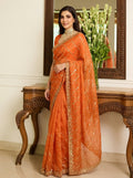 Embroidered Embellished Sequinned Satin Saree