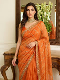 Embroidered Embellished Sequinned Satin Saree
