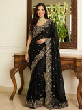 Embroidered Embellished Sequinned Satin Saree