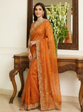 Embroidered Embellished Sequinned Satin Saree