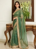 Embroidered Embellished Sequinned Satin Saree