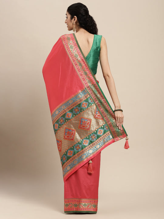 Gajari Silk Blend Saree With Blouse Piece