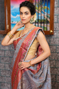 Lead Grey Silk Saree