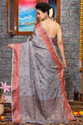 Lead Grey Silk Saree
