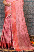 Flamingo Pink Silk Saree